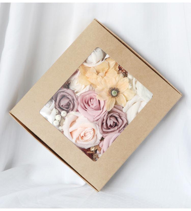 Flower Box Silk Blooming Flowers Lotus Root Powder White Orange